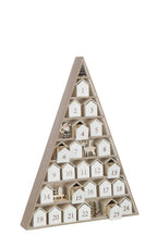 J-Line decoratie Boom + House Advent Calendar - hout - wit/naturel
