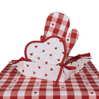 Broodmand 35x35x8 cm Wit Rood Katoen Hartjes
