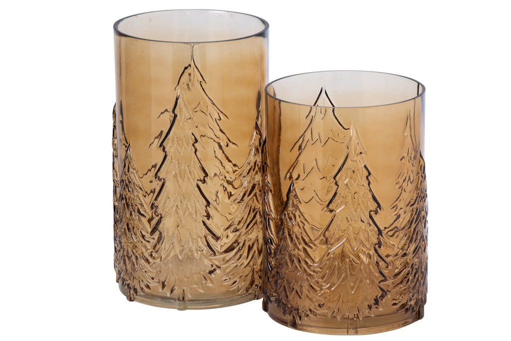 J-Line Vaas boom - glas - bruin - large