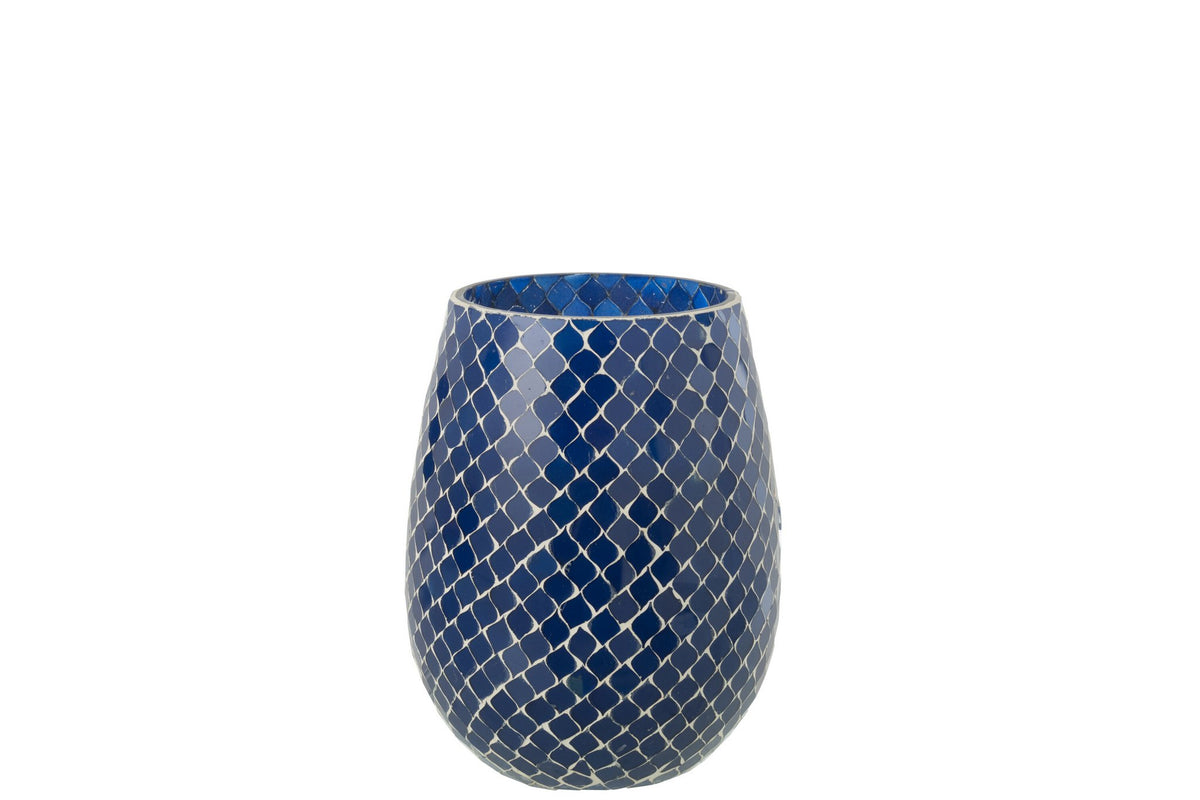 J-Line geurkaars Mia Mozaiek - Juniper Love - glas - blauw - M - 120U
