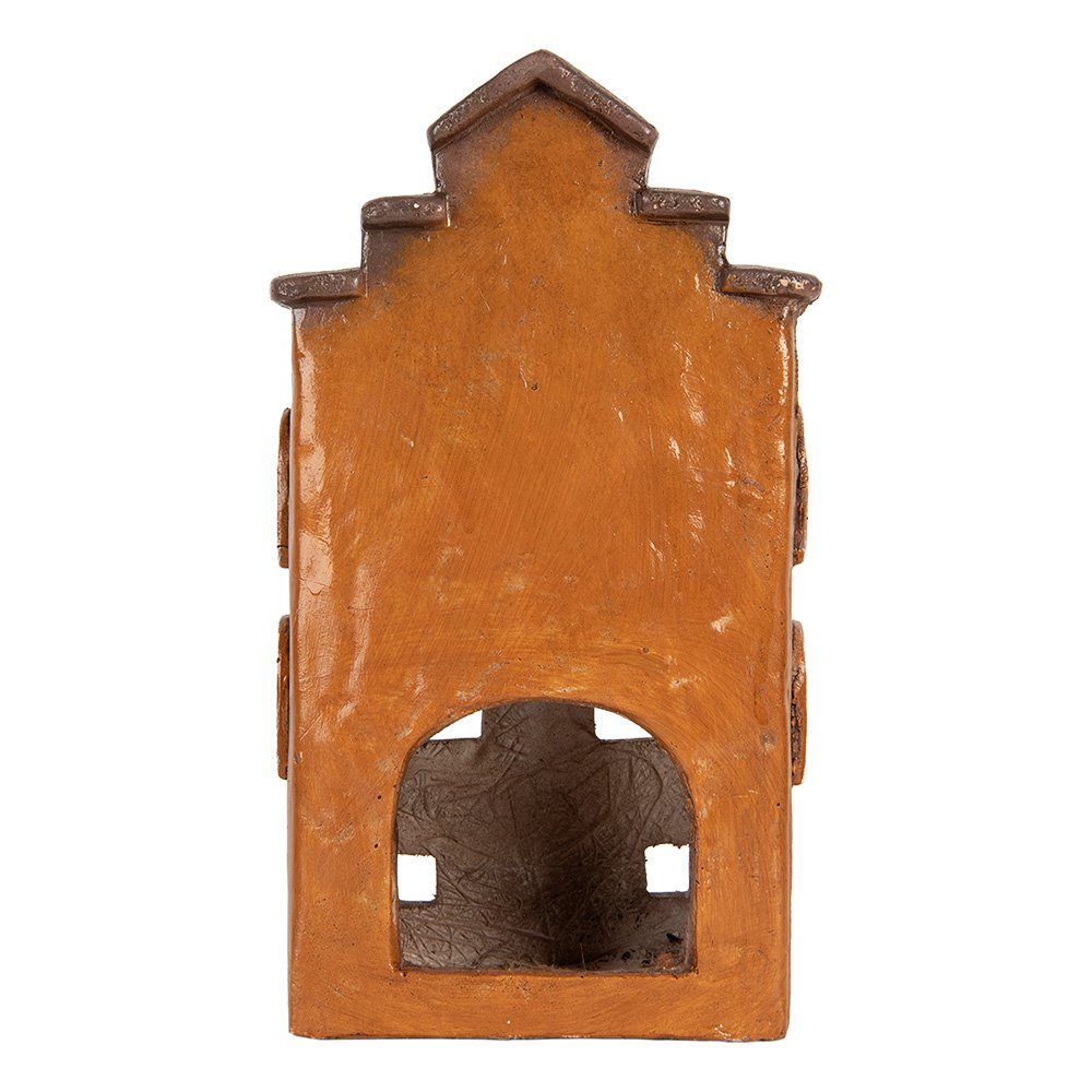 Waxinelichthouder Huis 20x15x34 cm Oranje Keramiek