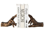 J-Line Boekensteunen handen - polyresin - brons
