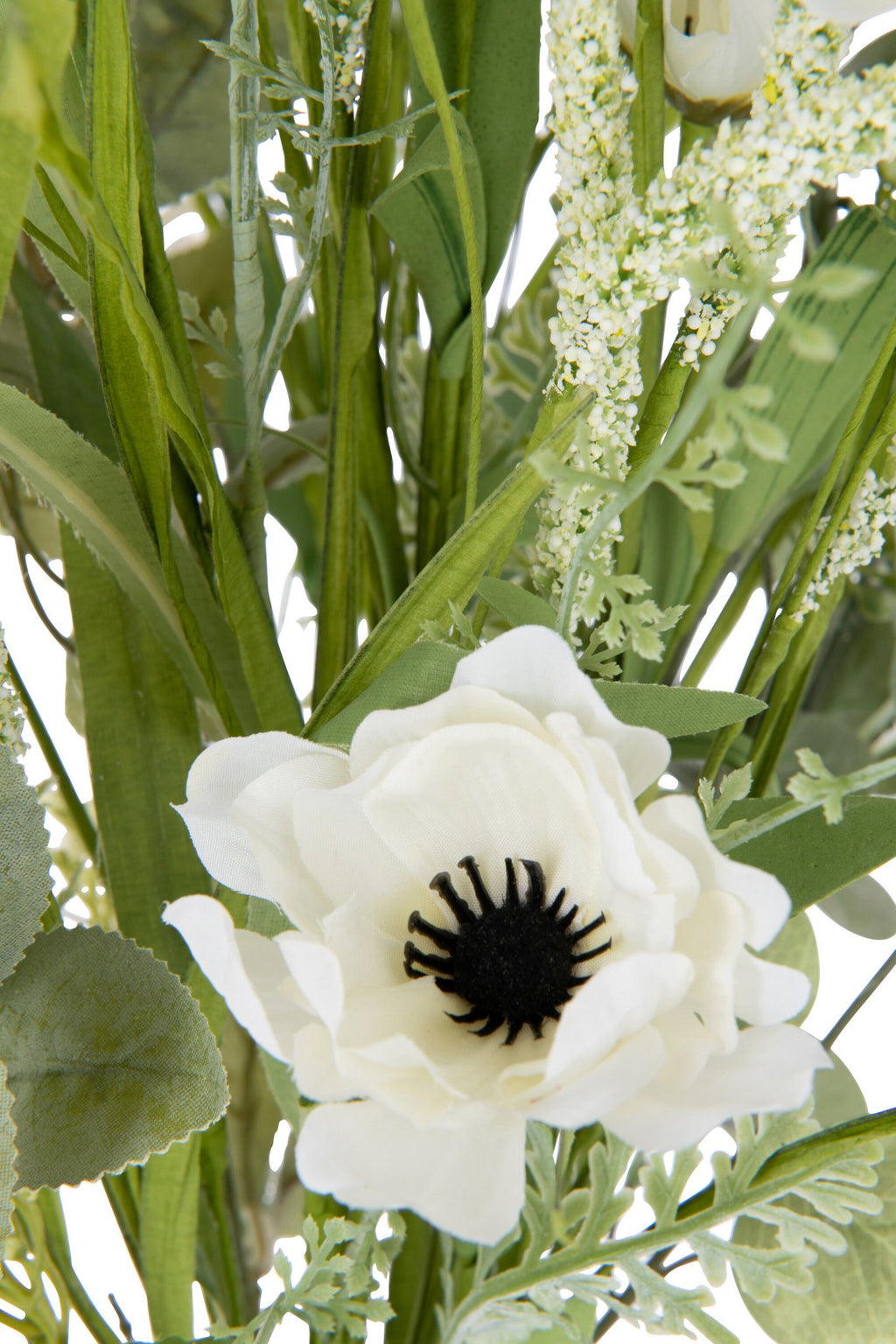 J-Line boeket Bloemen - kunststof - wit