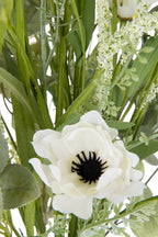 J-Line boeket Bloemen - kunststof - wit