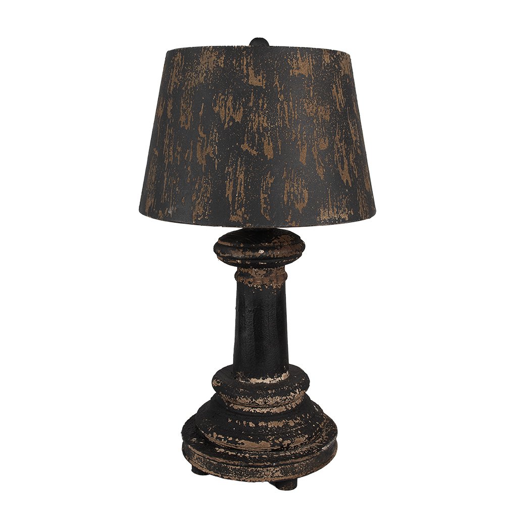 Tafellamp Ø 35x64 Bruin Zwart Hout Bureaulamp