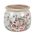 Bloempot Ø 12x10 cm Grijs Keramiek Bloemen