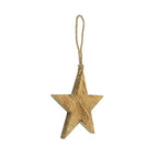 Ster hanger mango hout aan touw 15cm*