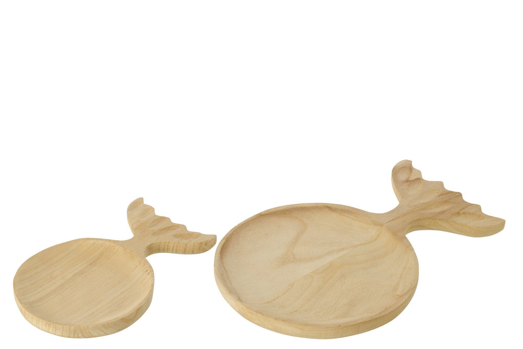 J-Line decoratie Plateau Vis Staart - hout - naturel - L