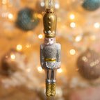 Kersthanger Notenkraker 17 cm Goudkleurig Wit Glas Kerstbal