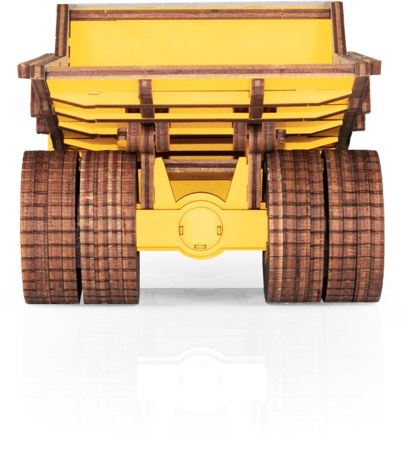 Eco Wood Art (EWA) 3D Mechanische Houten Puzzel, Hybrid Mining Dump Truck Belaz-7513M, 4233, Kleur Geel, 18x9x10cm