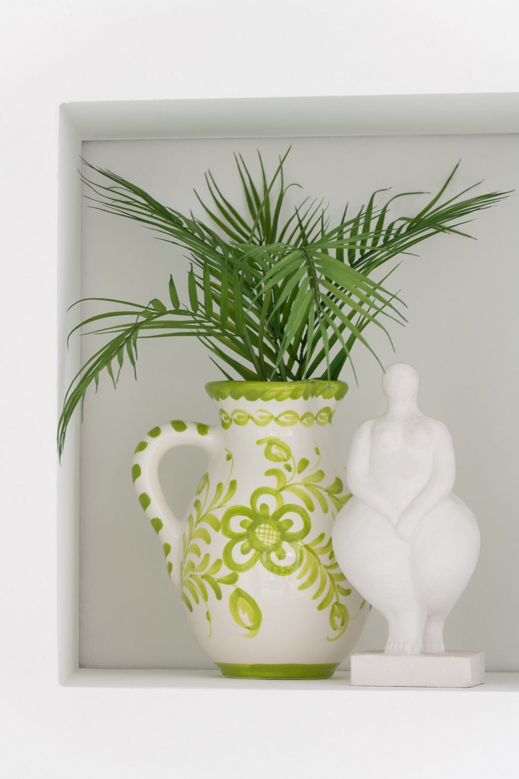 J-Line kruik Granada - keramiek - wit/groen - medium