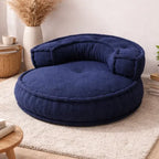 Blauwe Boucle vloerfauteuil – moderne loungezit