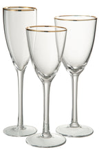 J-Line glas champagne Gouden Rand - glas - transparant/goud