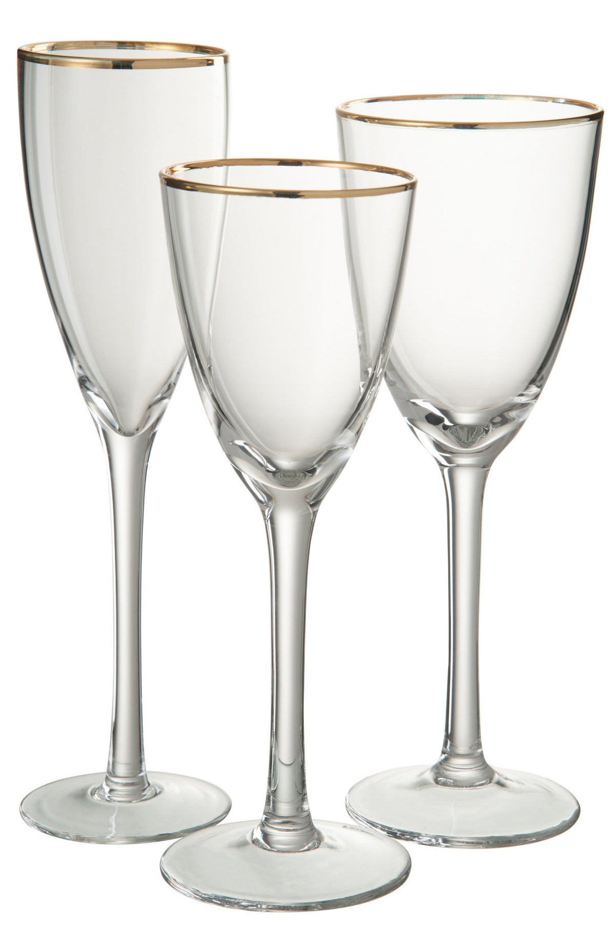 J-Line glas champagne Gouden Rand - glas - transparant/goud
