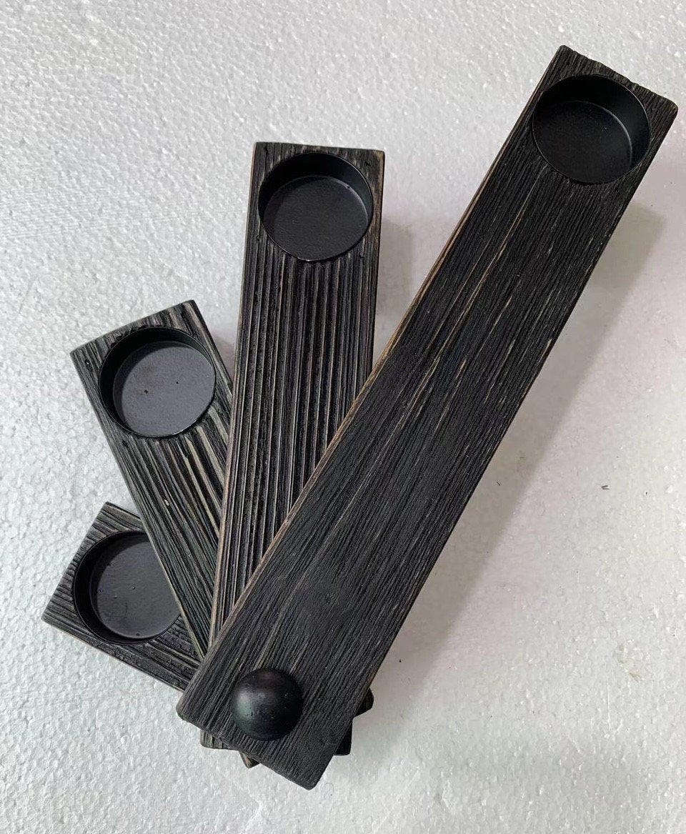 Houten kandelaar zwart