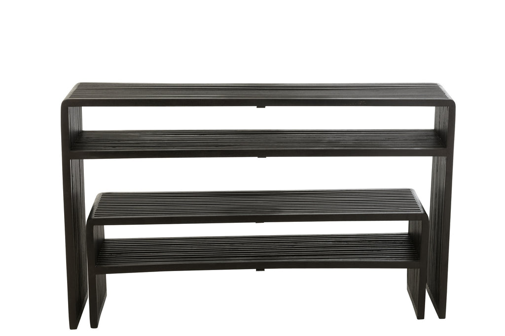J-Line console Met Schap - hout - zwart - set van 2