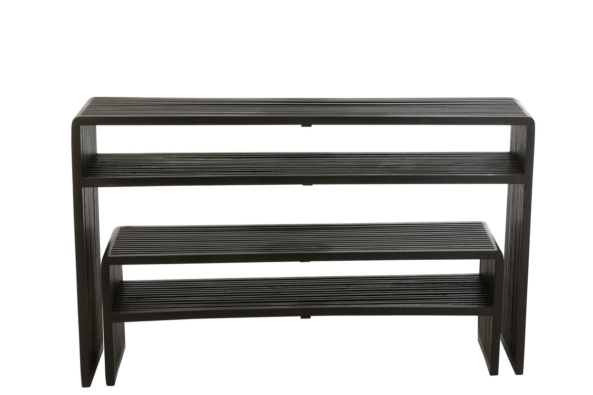 J-Line console Met Schap - hout - zwart - set van 2