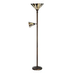 Tiffany Vloerlamp Ø 38x178 cm Beige Bruin Glas Tiffany Lampen