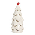 Kerstdecoratie met LED-verlichting Kerstboom Ø 9x19 cm Wit Keramiek