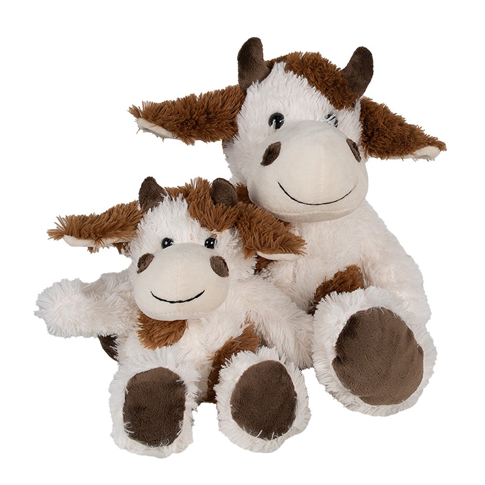 Knuffel koe 24x25x29 cm wit Bruin Pluche