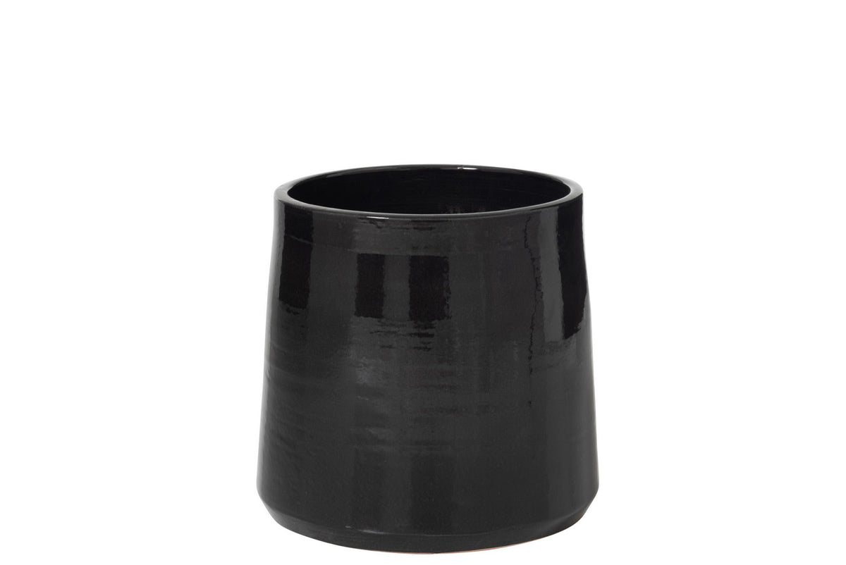 J-Line bloempot Rond - keramiek - zwart - large - Ø 28 cm