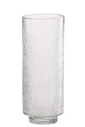 J-Line vaas Cilinder Reliëf - glas - transparant - L