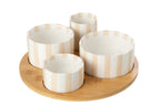 J-Line aperoset Gestreept - steengoed - lichtbeige/wit