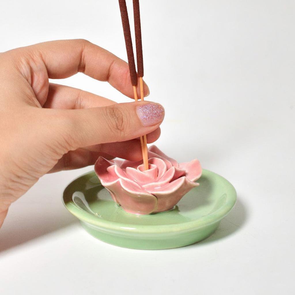 Wierookhouder | Gebeeldhouwd roze Lotus-ontwerp | Handgemaakt