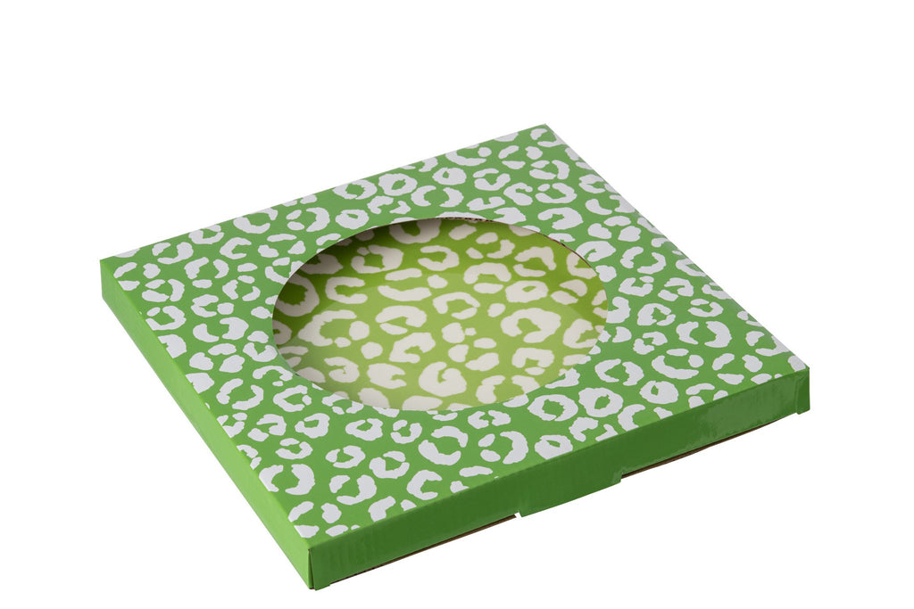 J-Line bord Dessert Gestreept - porselein - groen/wit - S - set van 2
