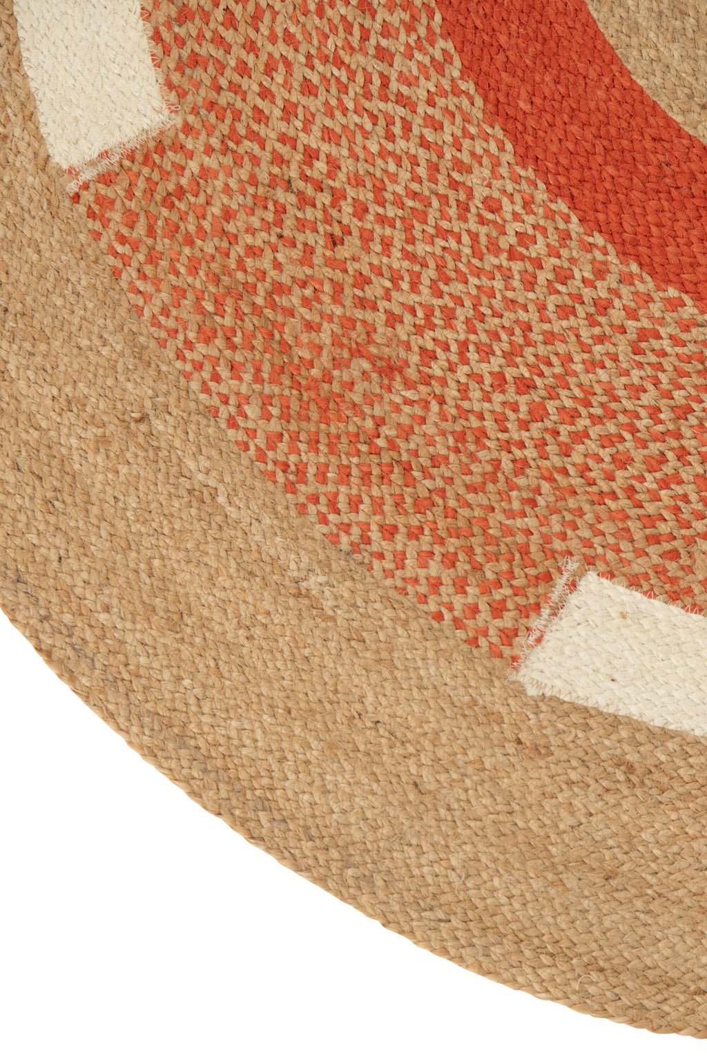 J-Line vloerkleed Rond Geometrisch - jute - naturel/donkeroranje - M