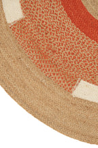 J-Line vloerkleed Rond Geometrisch - jute - naturel/donkeroranje - M