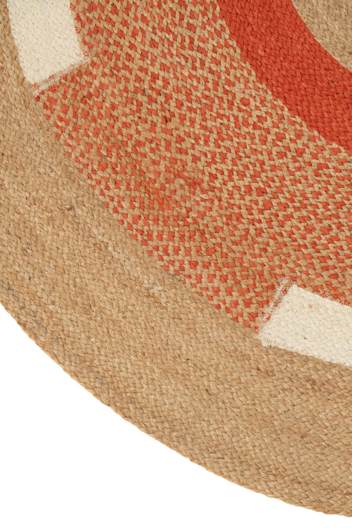 J-Line vloerkleed Rond Geometrisch - jute - naturel/donkeroranje - M