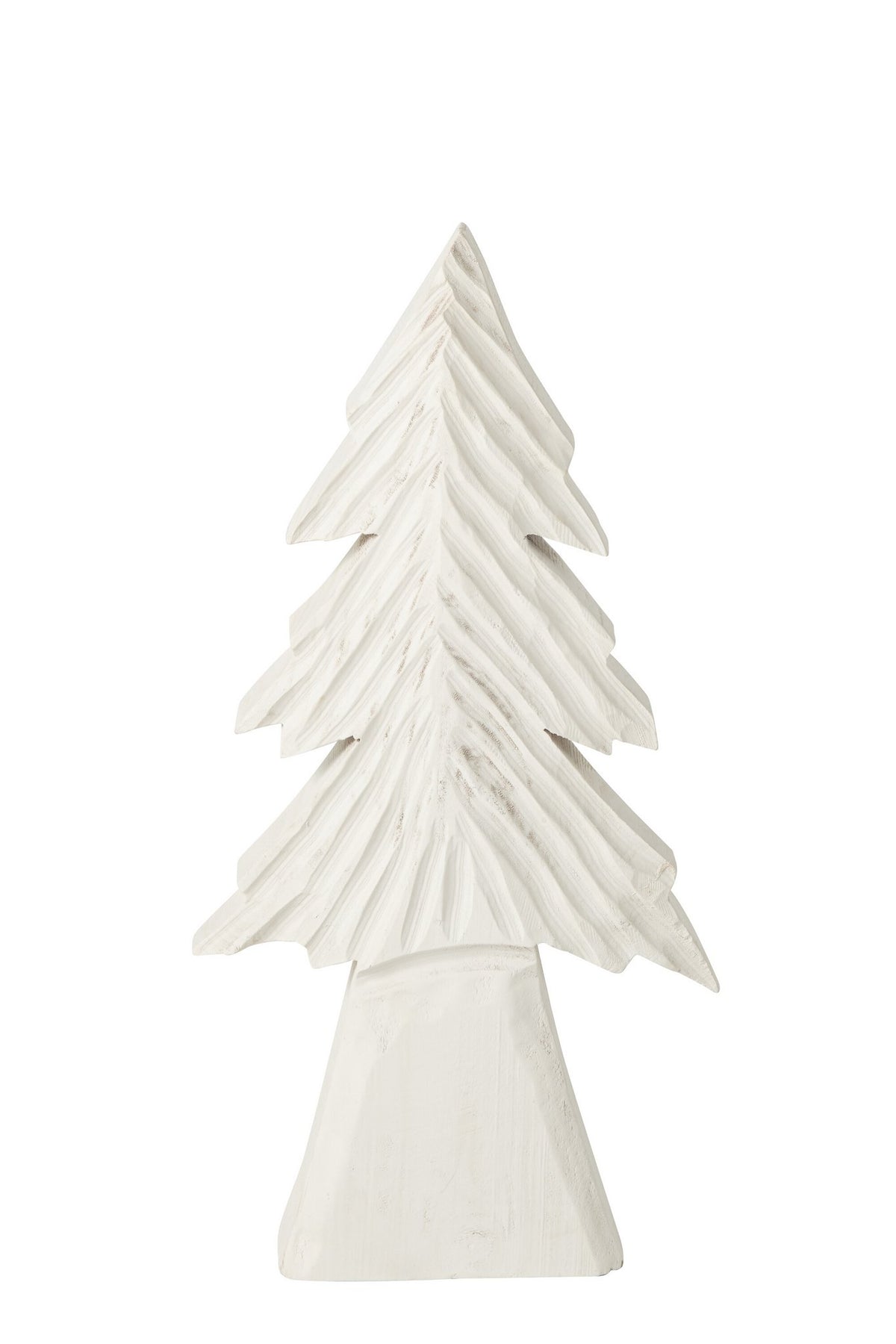 J-Line Gebeeldhouwde boom - paulowniahout - gebroken wit - medium