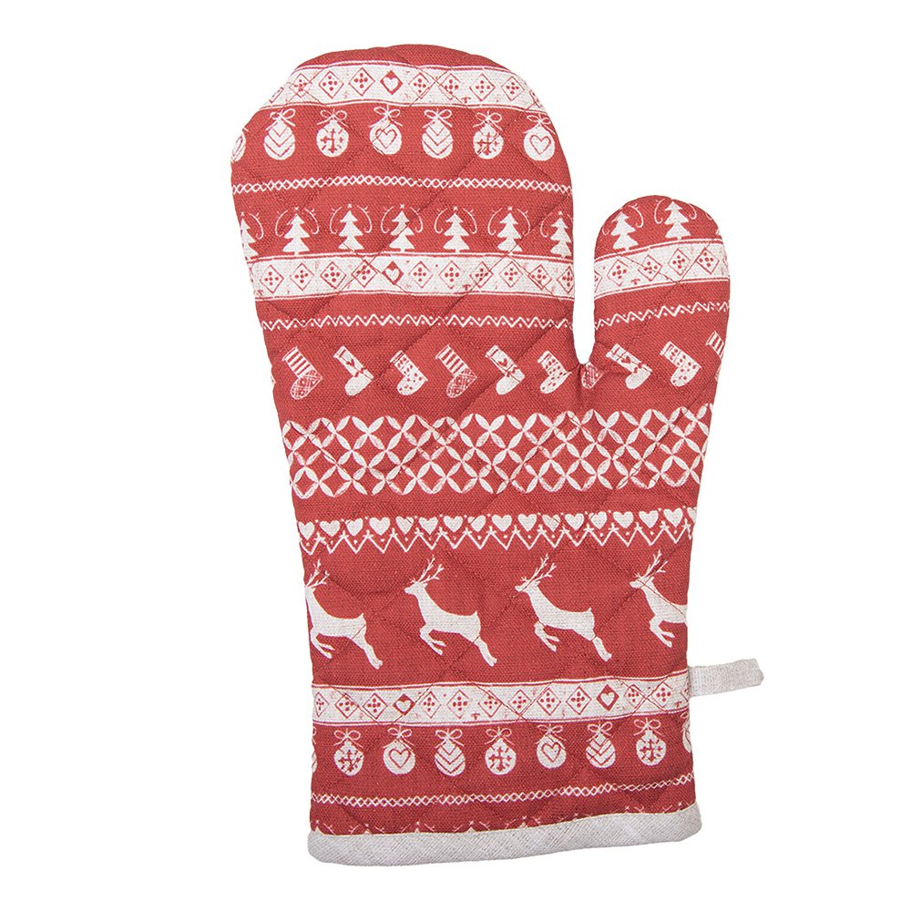 Ovenwant 16x30 cm Rood Katoen Hert