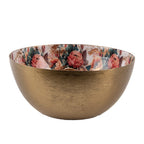 Kandelaar Ø 14x6 cm Goudkleurig Wit Metaal Bloemen