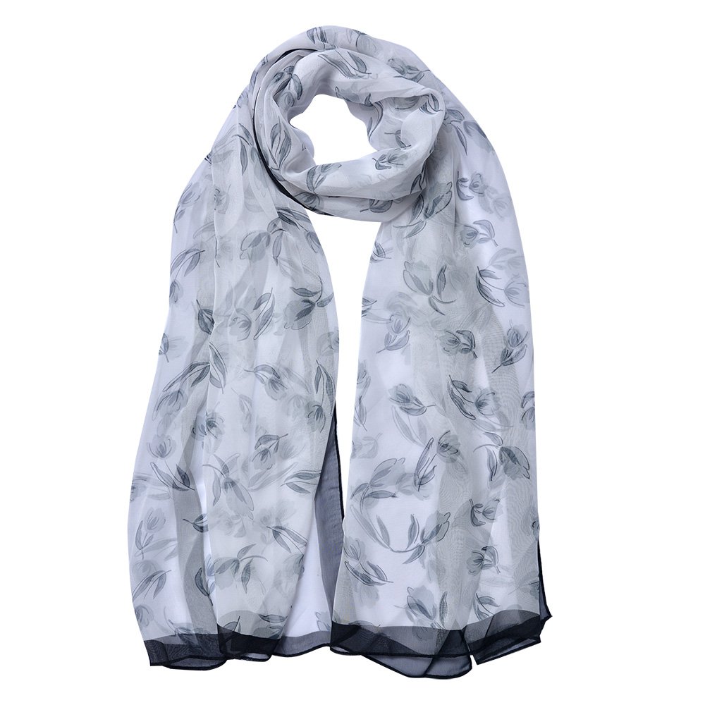 Sjaal Dames Print 50x160 cm Wit Synthetisch