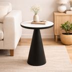 Ronde marmeren kegeltafel - Zwart metaal - Eigentijdse stijl