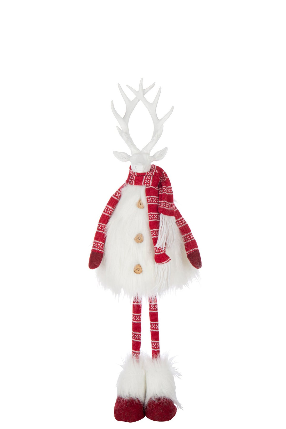 J-Line figuur Hert Bont + Sjaal - polyresin - wit/rood - M