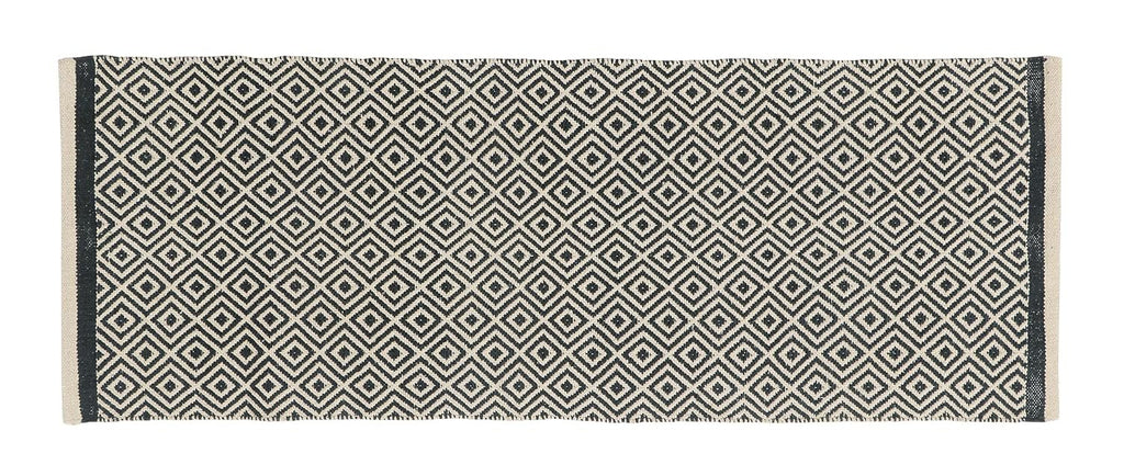 Vloerkleedloper van natuurlijk katoen – Handgeweven diamantontwerp – 60x152 cm (2x5 ft)