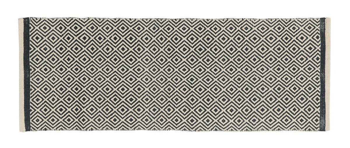 Vloerkleedloper van natuurlijk katoen – Handgeweven diamantontwerp – 60x152 cm (2x5 ft)