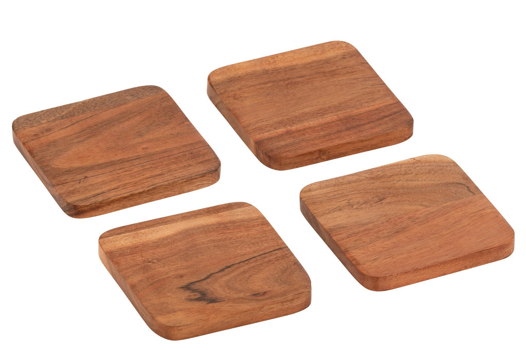 J-Line onderzetter Vierkant Acacia - hout - naturel