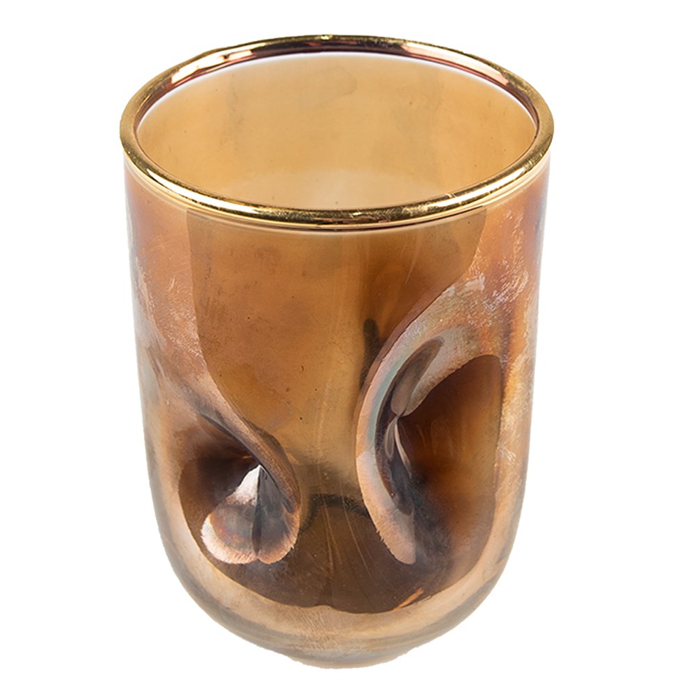 Theelichthouder Ø 7x10 cm Goudkleurig Glas Waxinelichthouder