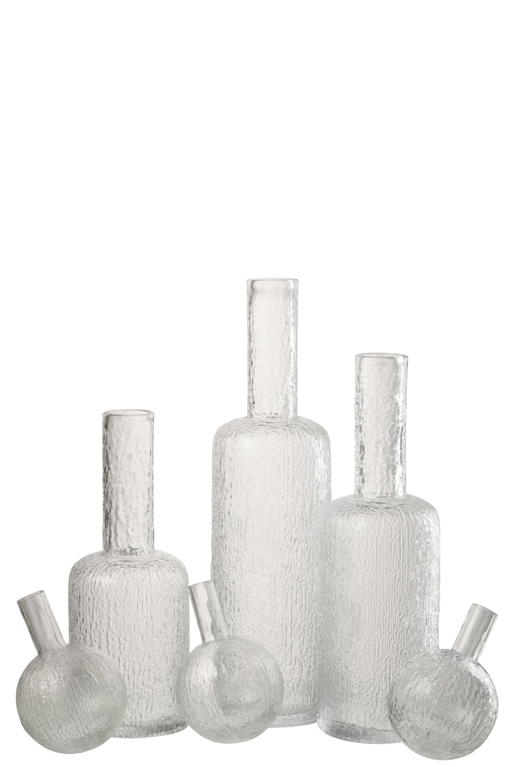 J-Line decoratie Fles Reliëf - glas - transparant - L