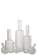 J-Line decoratie Fles Reliëf - glas - transparant - L