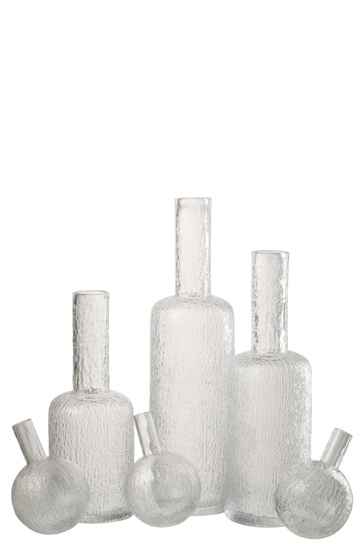 J-Line decoratie Fles Reliëf - glas - transparant - L