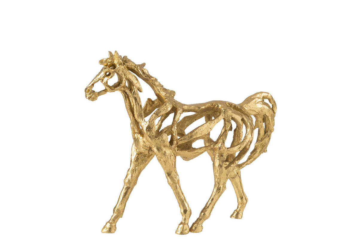 J-Line figuur Paard Rennen - polyresin - goud - S