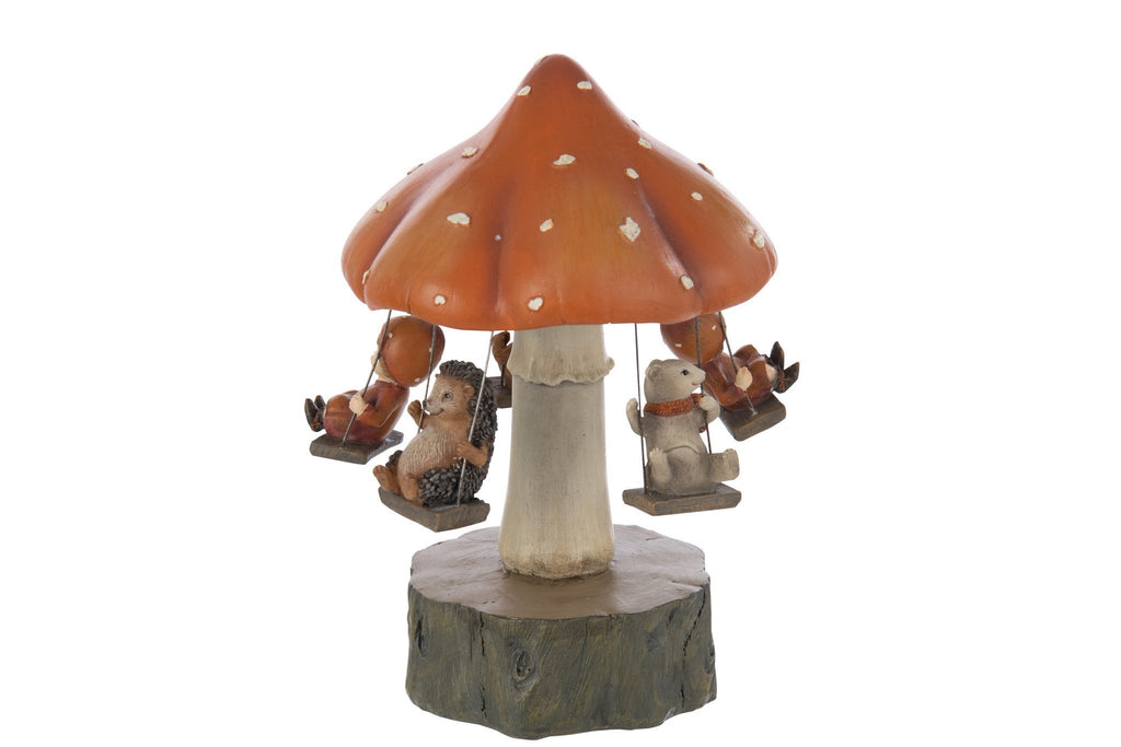 J-Line decoratie Draaimolen Paddenstoel + Kinderen - polyresin - mix