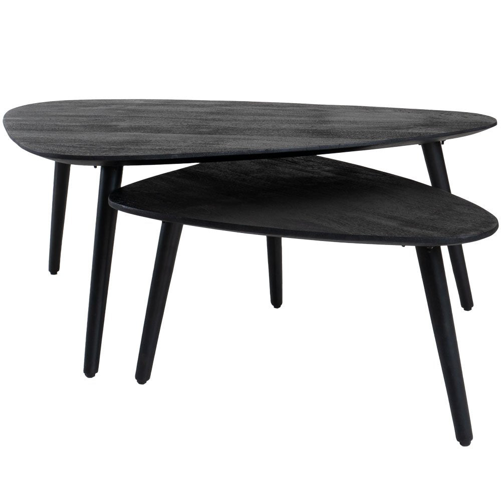 Salontafel Jamal - Zwart Mangohout - Set van 2