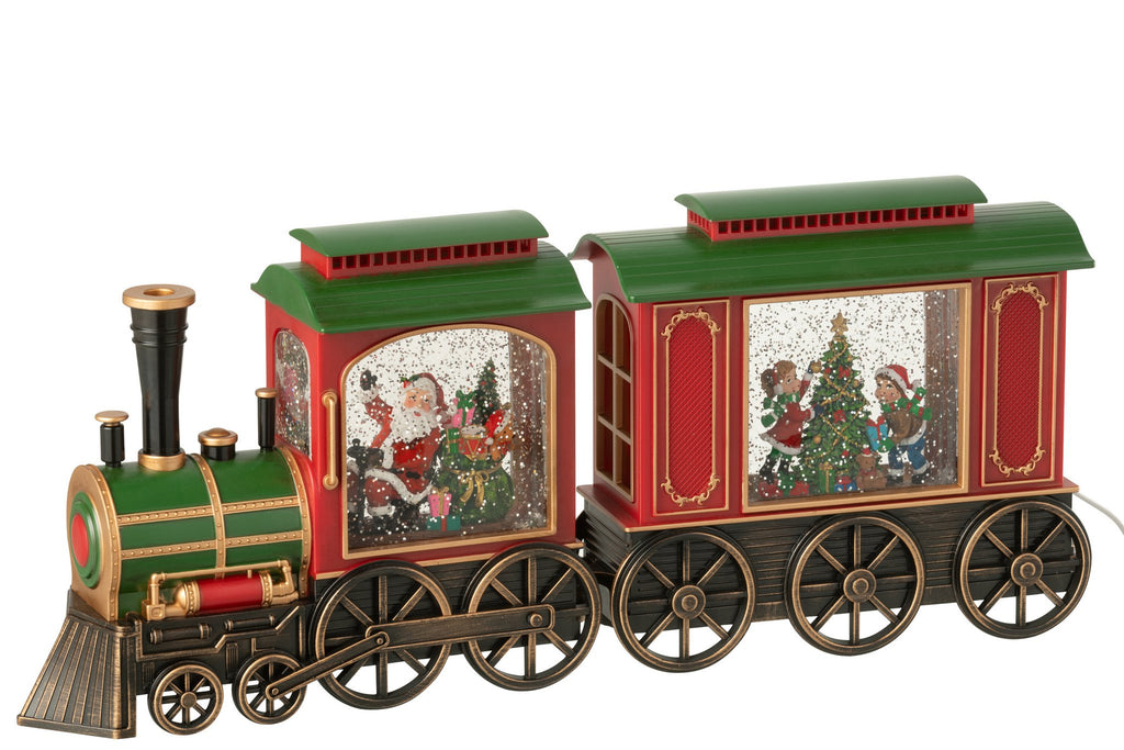J-Line decoratie Trein + Muziek Kerstman - kunststof - mix - LED