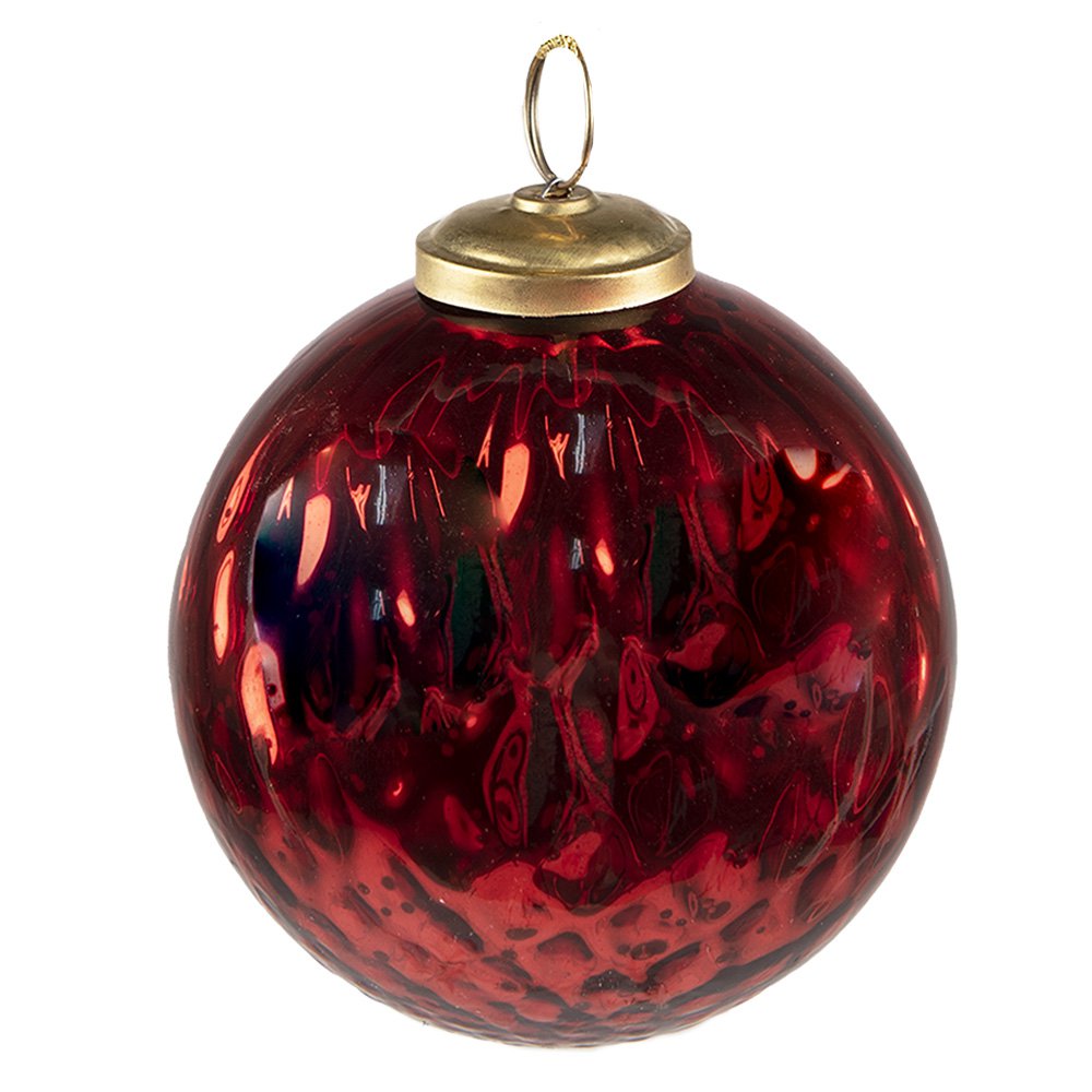 Kerstbal Rood, Glas Ø 9x11 cm